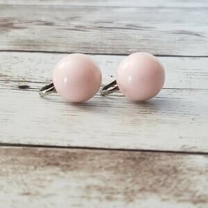 Vintage Screw On Earrings Light Pink Domed Circle